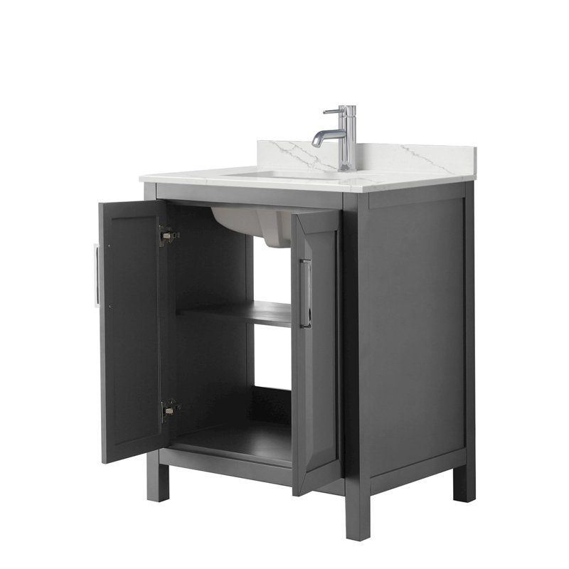 Daria 30'' W Vanity, Polished Chrome, Gray, White Quartz