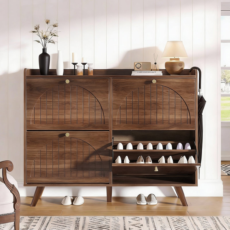 24 Pair Shoe Storage Cabinet, 37.6" H x 47.2" W x 9.4" D