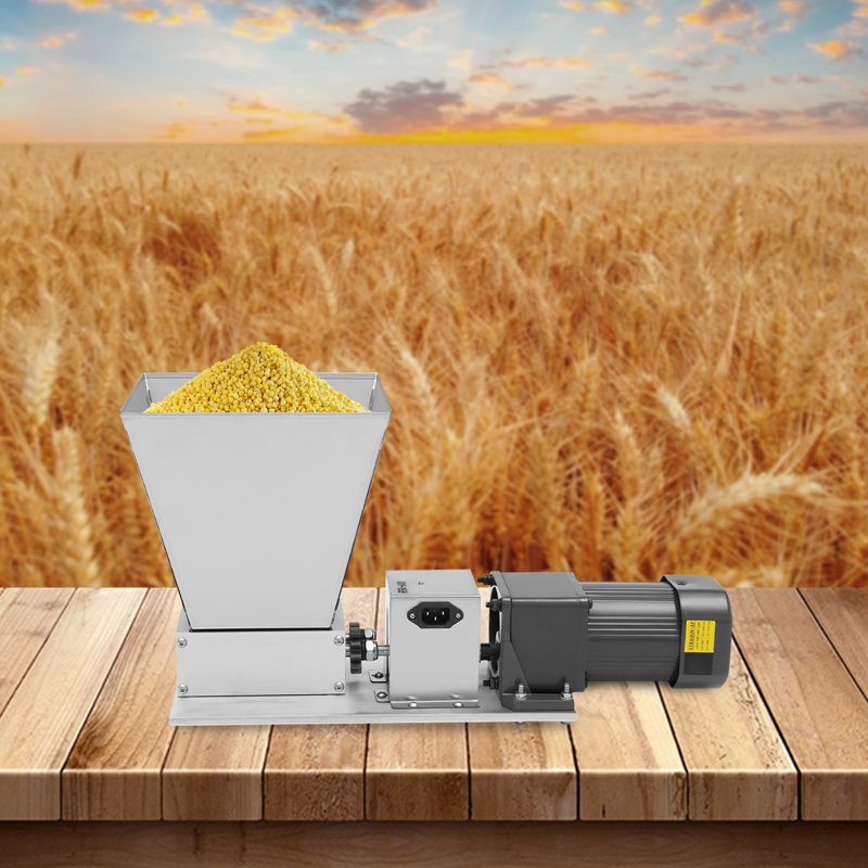 110V Electric Grain Grinder Mill with Stainless Steel Rollers, 4L Hopper, Adjustable Roller Gap, 75RPM Low-Speed Grain & Feed Grinder for Home and Farm Use