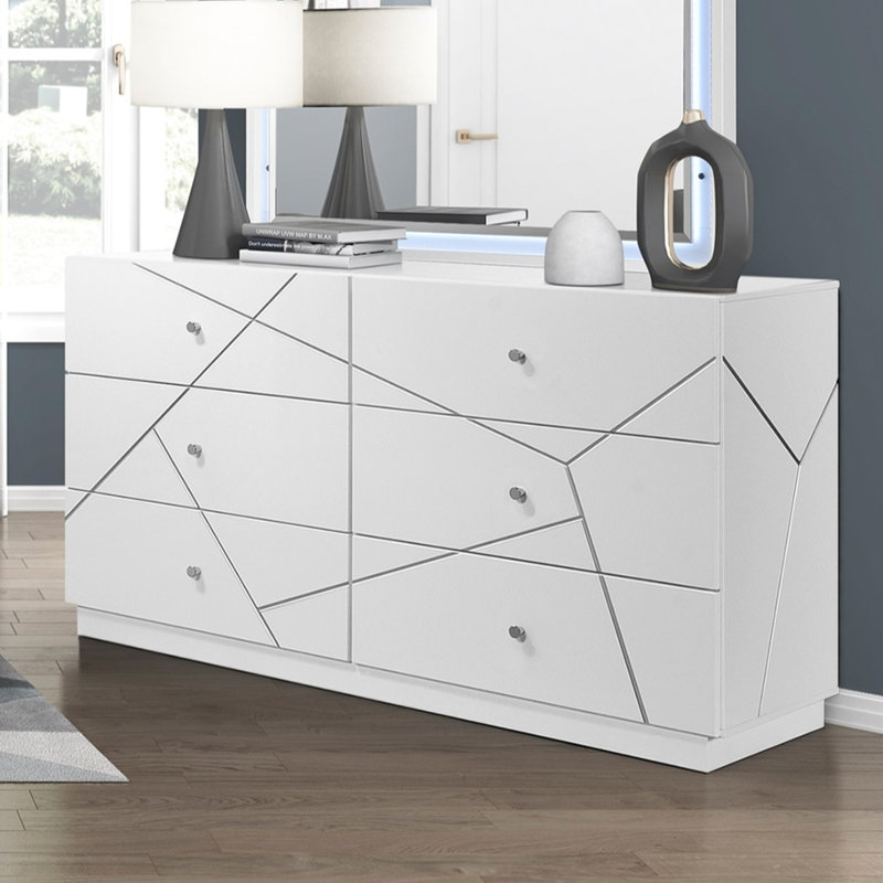Commode 6 tiroirs Glamour White