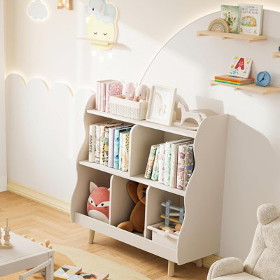 Bibliothèque à 3 niveaux en bois et rangement pour jouets