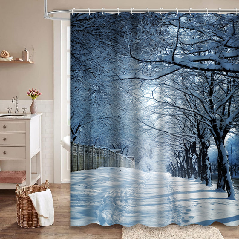 Rideau de douche Winter Snow Christmas, L 72 po x l 84 po