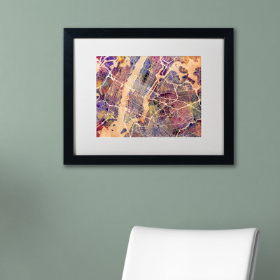 « new york street map », impression encadrée
