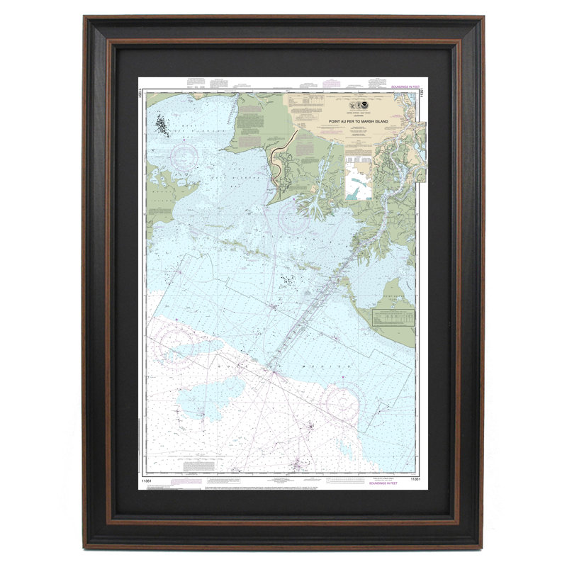 Point As Fer à Marsh Island | Carte nautique | Reproduction encadrée, H 17 po x l 24 po