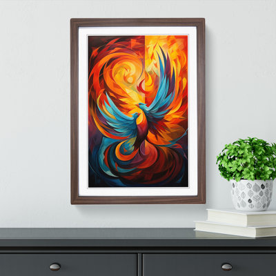 Phoenix Cubism - Single Picture Frame Print on Wood