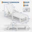 Chaise longue d'extérieur en PEHD avec roulettes, chaises longues de piscine surdimensionnées en PEHD à 5 positions, chaises longues de piscine