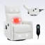 Fauteuil inclinable manuel blanc à massage chauffant avec chaise berçante et pivotante en similicuir pour le salon-2072909080