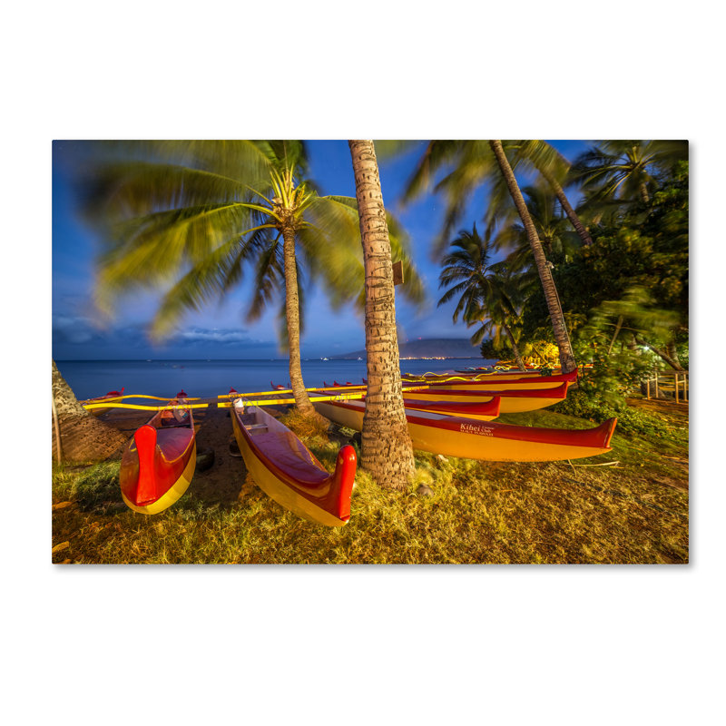 Fabrizzio "Maui Outriggers" par Pierre Leclerc, reproduction de photo sur toile tendue, H 22 po x l 32 po x P 2 po