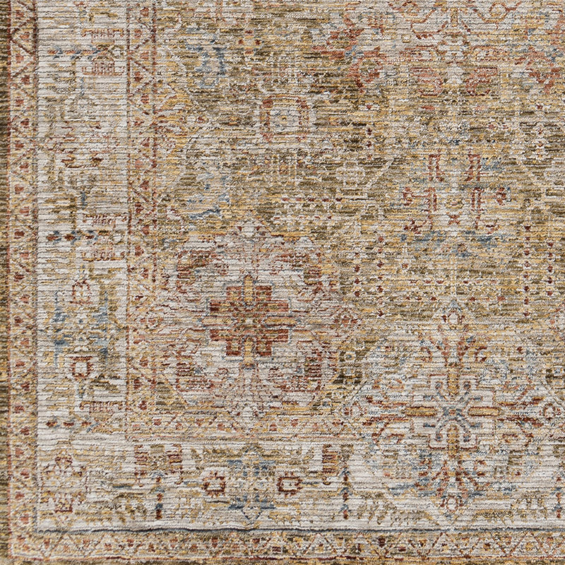Oriental Machine Woven Polyester Area Rug in Beige, Rectangle 10' x 14'