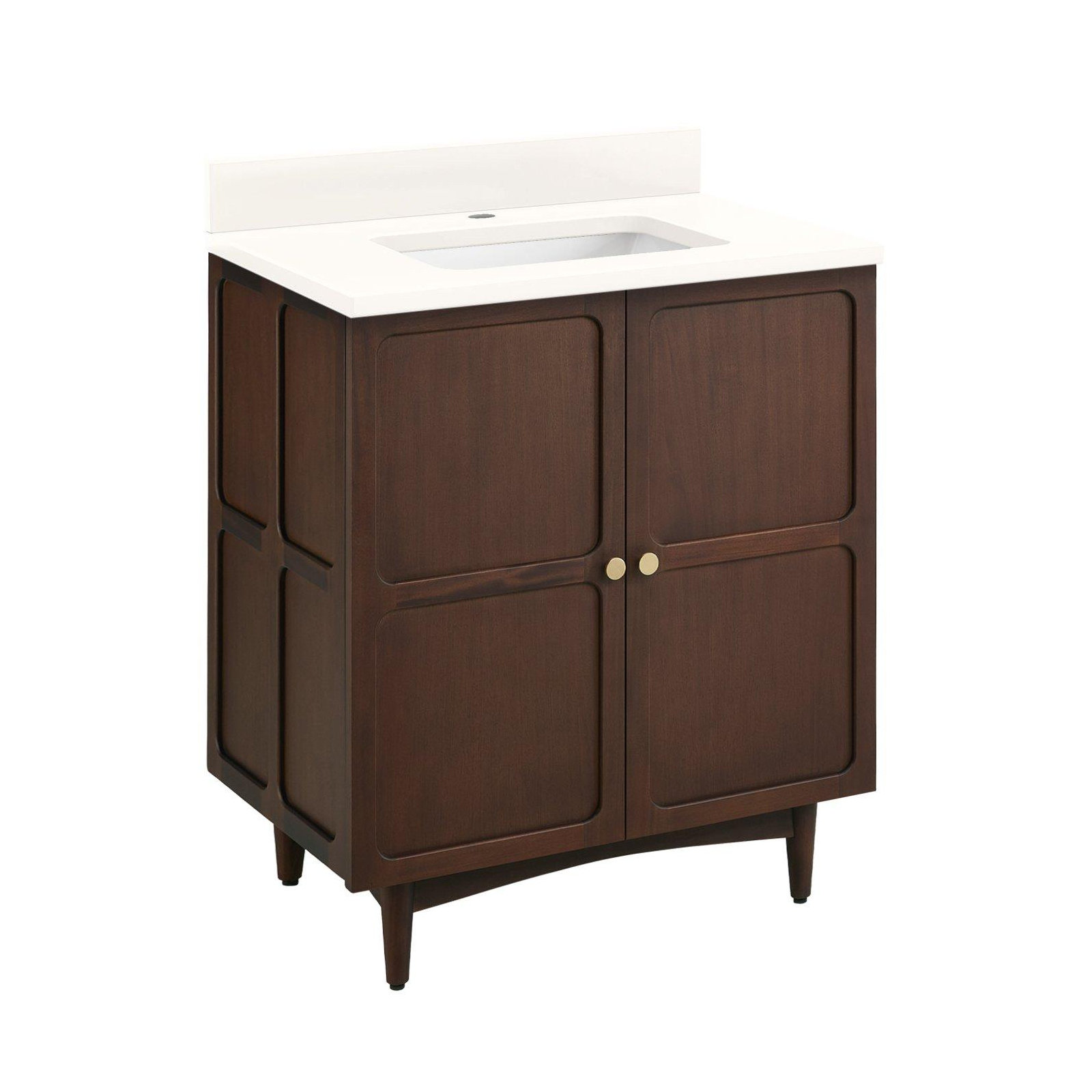 Delavan 30" Single Bathroom Vanity, Arctic White Quartz, Single-Hole, Rectangular 