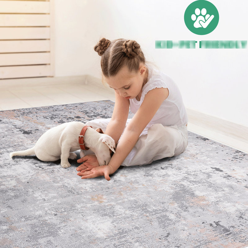 8x10 Grey Multi Area Rug, Stain And , Ideal For Bedroom Home Office Abstract , Enhances Dorm Room, Rectangle 7'9" x 10'2"