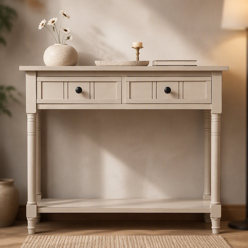 Console Daisy Series avec deux tiroirs et tablette inférieure