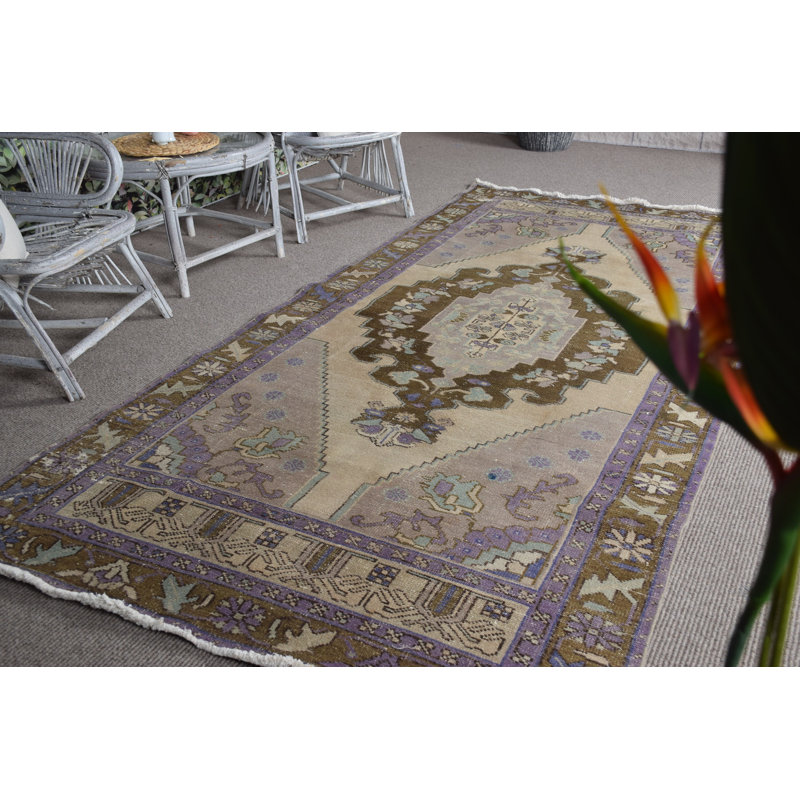 Tapis en laine brun rétro Anatolian - grand Oushak turc pour la décoration de chambre à coucher 10359