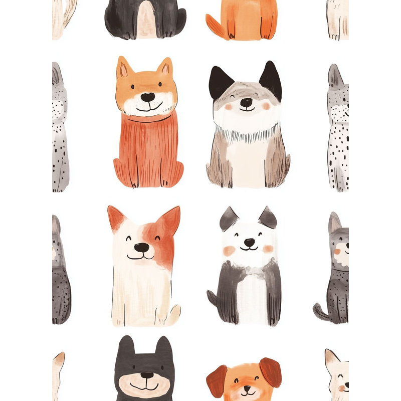 Papier peint à motif de chien pelez et collez, décoration murale ludique, chiot