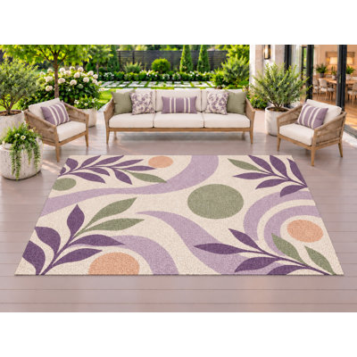 Tapis d'extérieur 5' x 7' lavande, épais, uni, imperméable, en PVC bouclé, tapis de patio robuste, tapis intérieur/extérieur à séchage rapide pour porche, terrasse, balcon, entrée, camping-car.