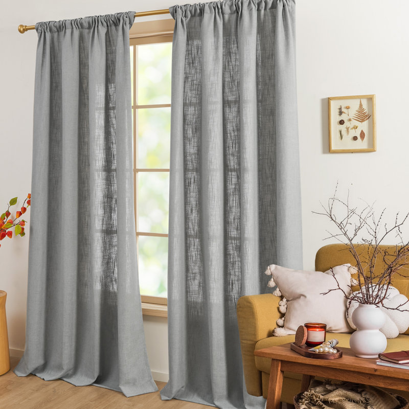 Semi Sheer Single Curtain Panel, 52" W x 84" L, Light Gray