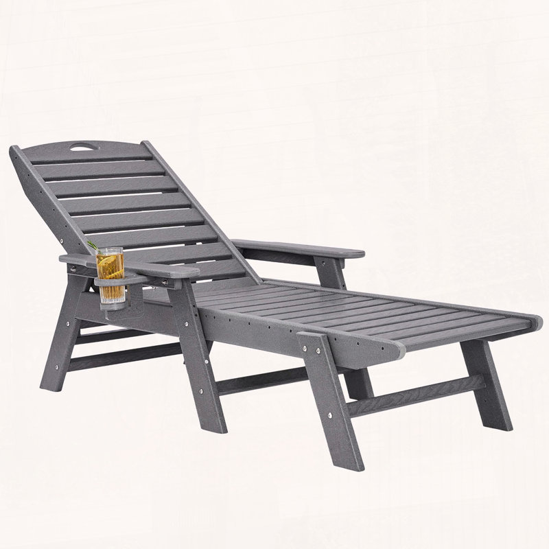 Chaise longue d'extérieur réglable à 6 positions, Gris