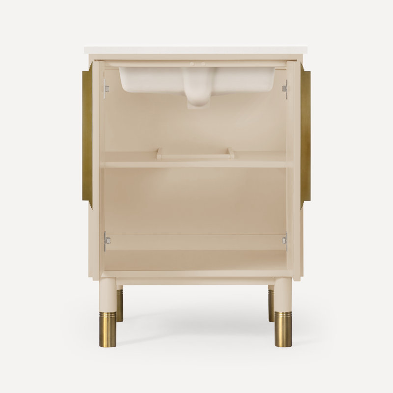 Meuble-lavabo 24 po avec comptoir en quartz Quartz, Sable, Noir lave, Trois trous