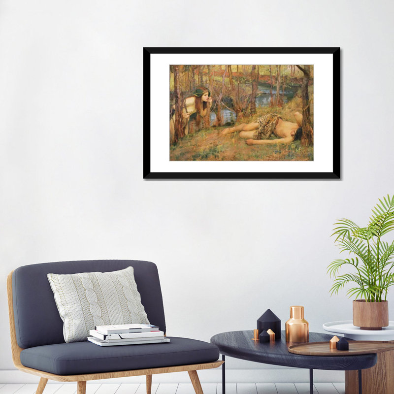 "the naiad, 1893" par john william, impression sur toile waterhouse, H 16 po x l 24 po x P 1 po, Blanc