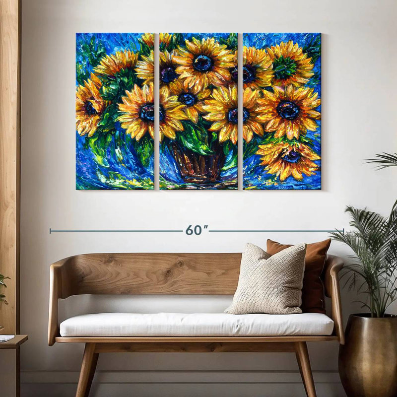 Harnek tournesol amour avec couteau à palette, H 32 po x l 50 po