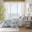 Ensemble de literie de luxe pour lit très grand 3 pièces, satin de coton à 100%, design botanique pour la maison