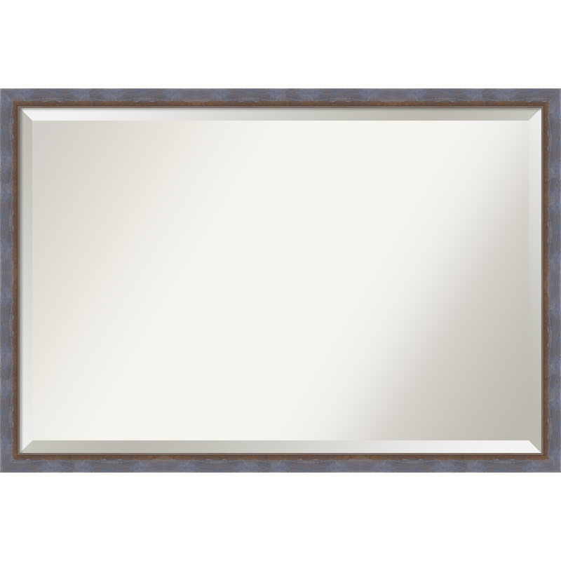 Xion Solid Wood Wall Mirror, 26.25" x 38.25", Rectangle, Blue