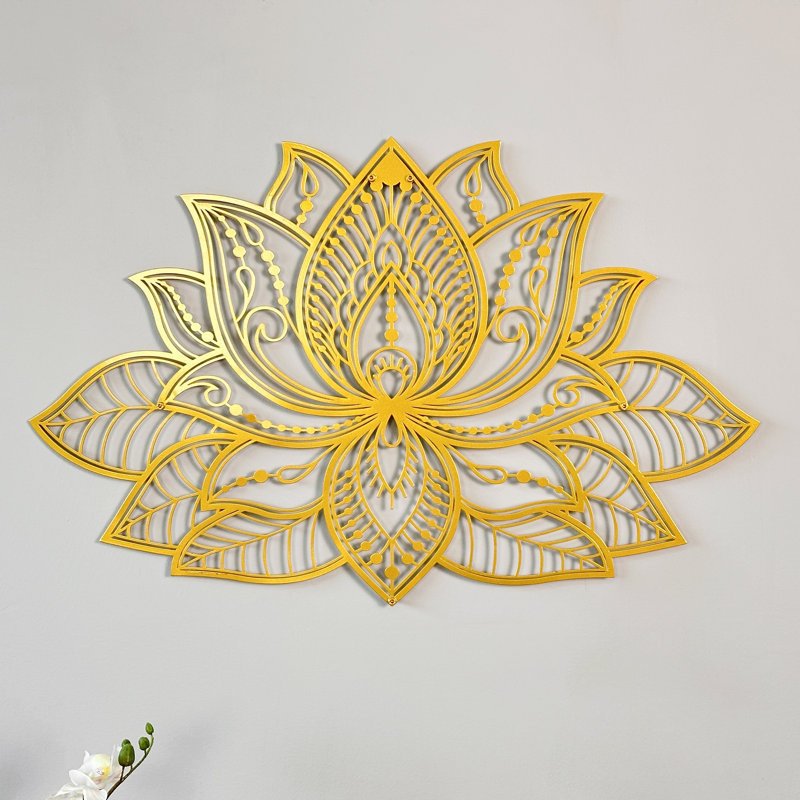 Metal Mandala Lotus Flower Wall Art, Gold