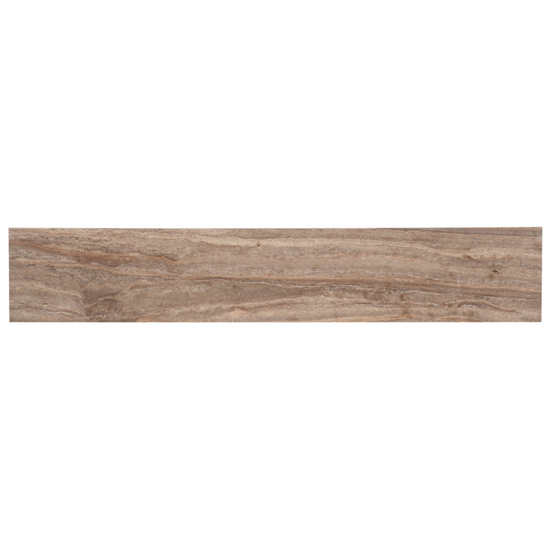 Surfrider 90'' W Stone Console Table, Brown Top/Dark Wood Base
