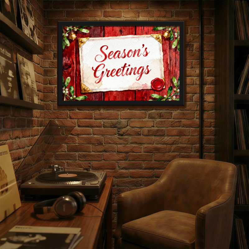Cadre de bois de Noël «Christmas Seasons Greetings»
