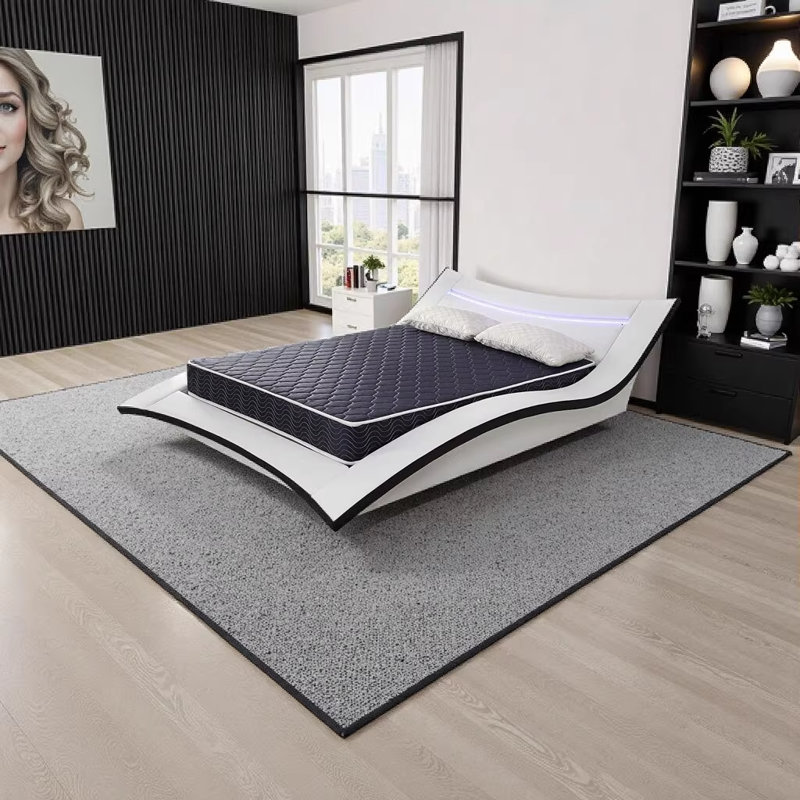 6-Inch Full Size Waterproof High-Density Foam Mattress with Navy Blue Diamond-Quilted Breathable Fabric, Cool Sleep & Stylish Support