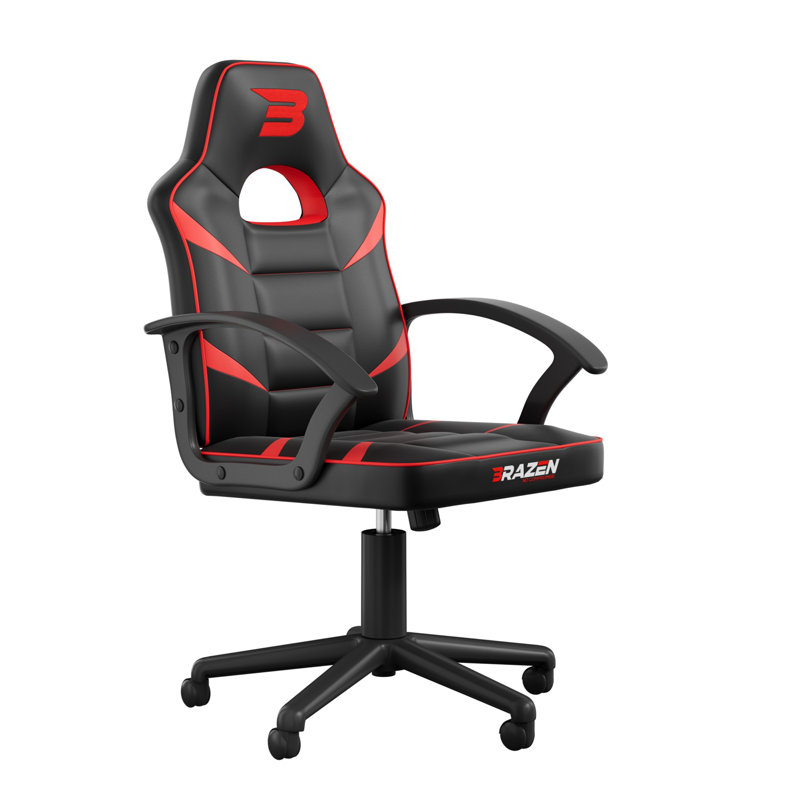 BraZen Valor Mid Back PC Gaming Chair, Black/Red