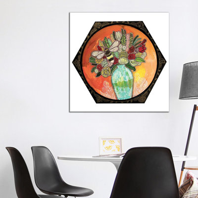 Bee And Blooms by Lynnette Shelley - Wrapped Canvas Painting