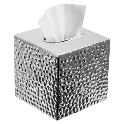 Bathroom Silver Square Tissue Box Cover