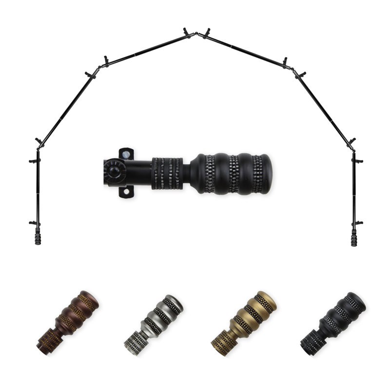 Tringle à rideaux simple 0,81 po Parinaaz, Noir, 28 à 48 po (de chaque côté)
