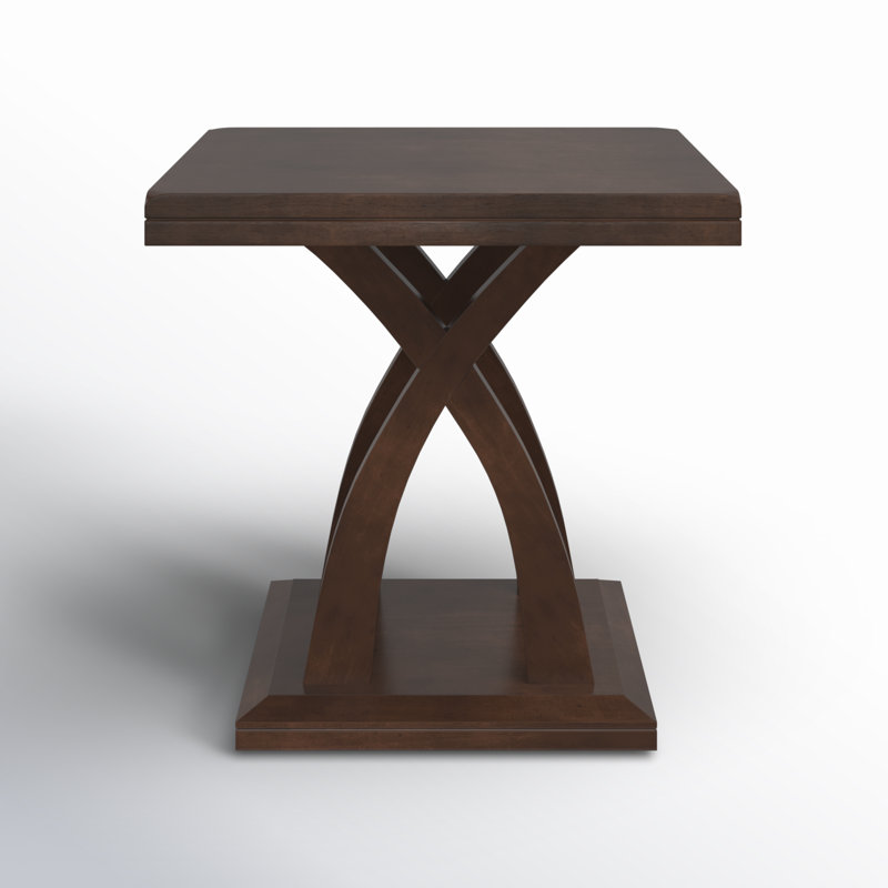 Almeta Solid Wood Top End Table, Light Gray