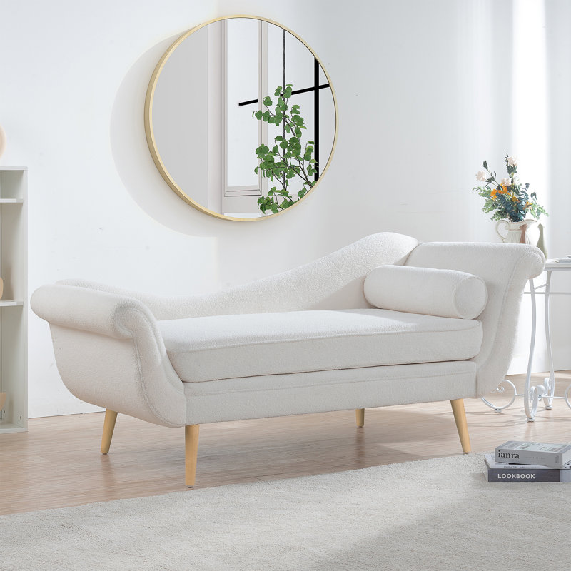 Chaise longue avec accoudoirs à volutes, Blanc