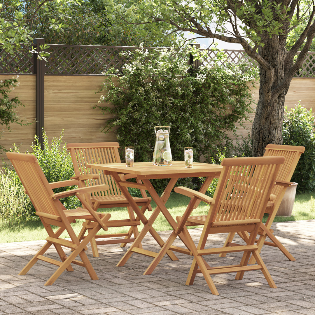 Brodsky 4 - Person Teak Patio Dining Set with Square Table