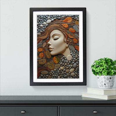 Pebbles Nouveau No.3 - Single Picture Frame Print on Wood