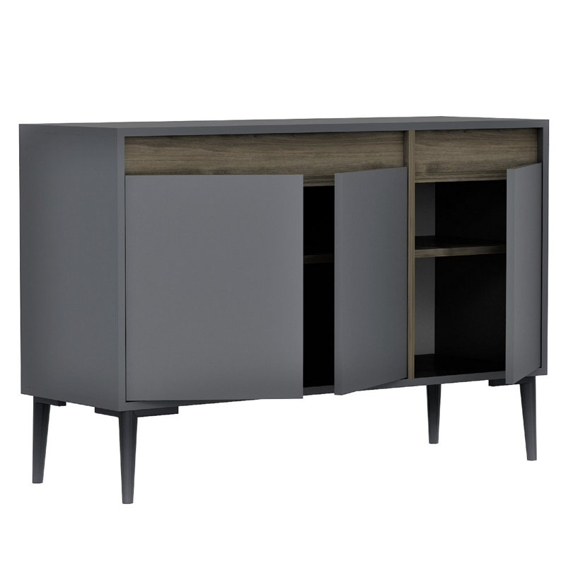 Catena Stylish Console Table, Anthracite & Walnut, 47.2 x 29.5 x 15.7 inches | 100% Melamine Coated Particle Board, Thickness: 0.7 inches | Modern Design for Living Room or Entryway, Durable & Elegant Storage Solution