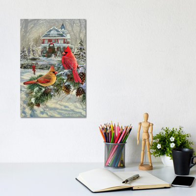 Cardinals And House 1 Piece Wrapped Canvas Wall Art