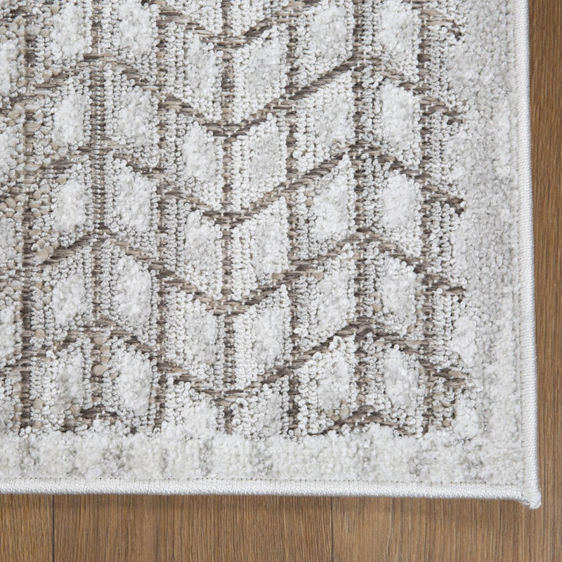 Tapis géométrique à chevrons, Champignon, 2 x 3