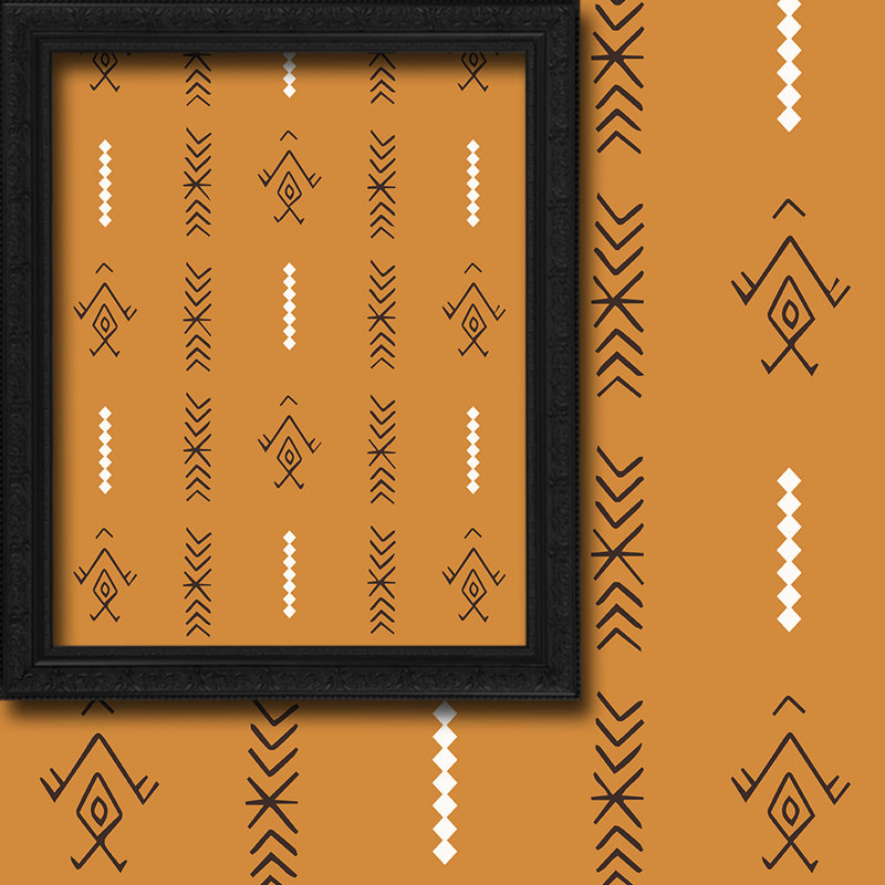 Cantonnière Boho Design (50X14) et rideaux 2 niveaux, Jaune moutarde, L 24 po x L 36 po