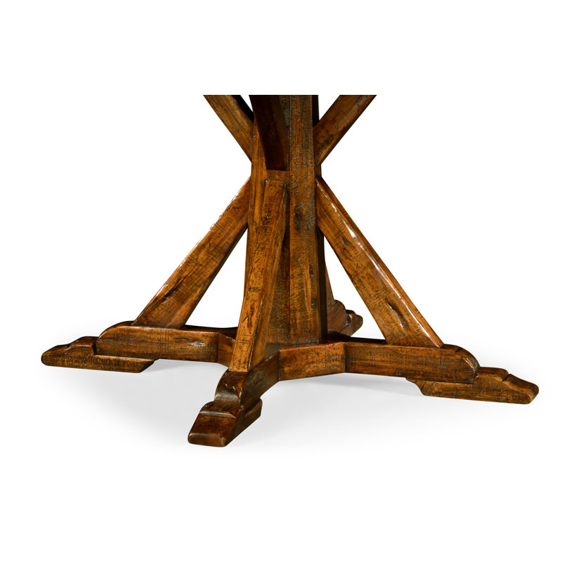 Casually Country Round Walnut Wood Dining Table, Country Farmhouse Walnut,  48" W x 48" L 