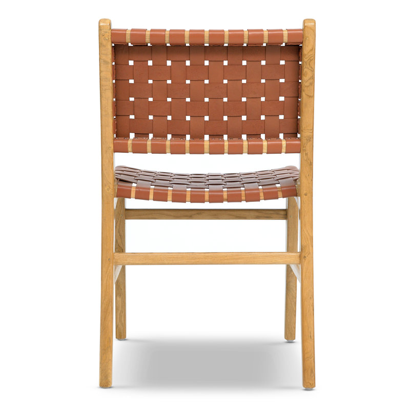  Teak & Leather Dining Chair, Brun clair / fauve