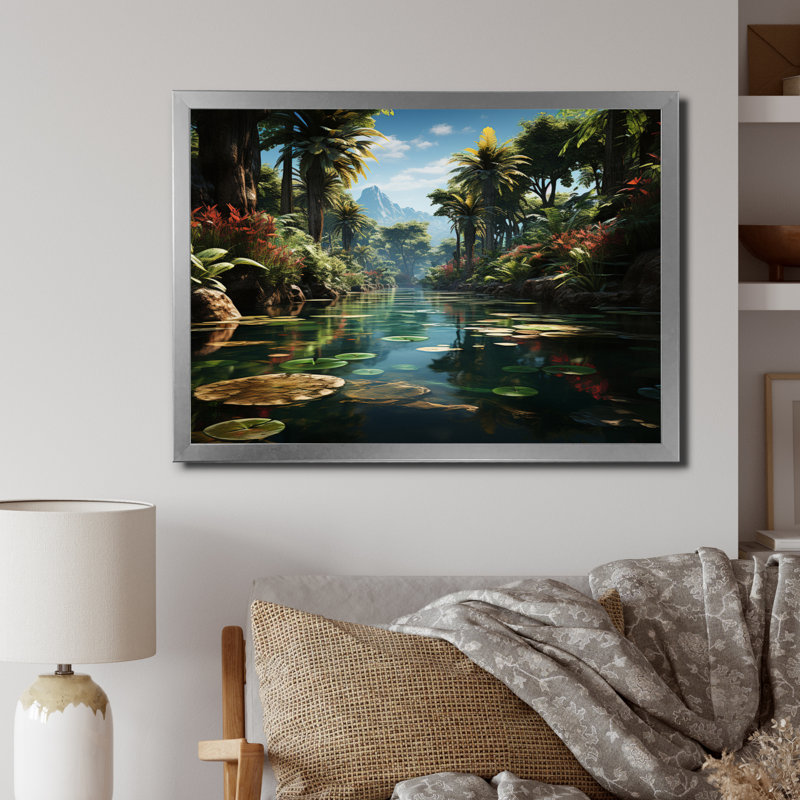 Oasis dominicaine dominicaine I - reproduction sur toile, H 16 po x l 32 po x P 1 po, Cadre photo argenté