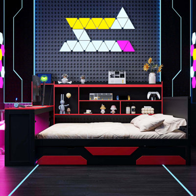 Lit de jour Modern Gaming avec bureau intégré et station de charge