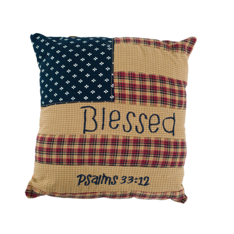 Patriotic Square Cotton Pillow Cover & Insert
