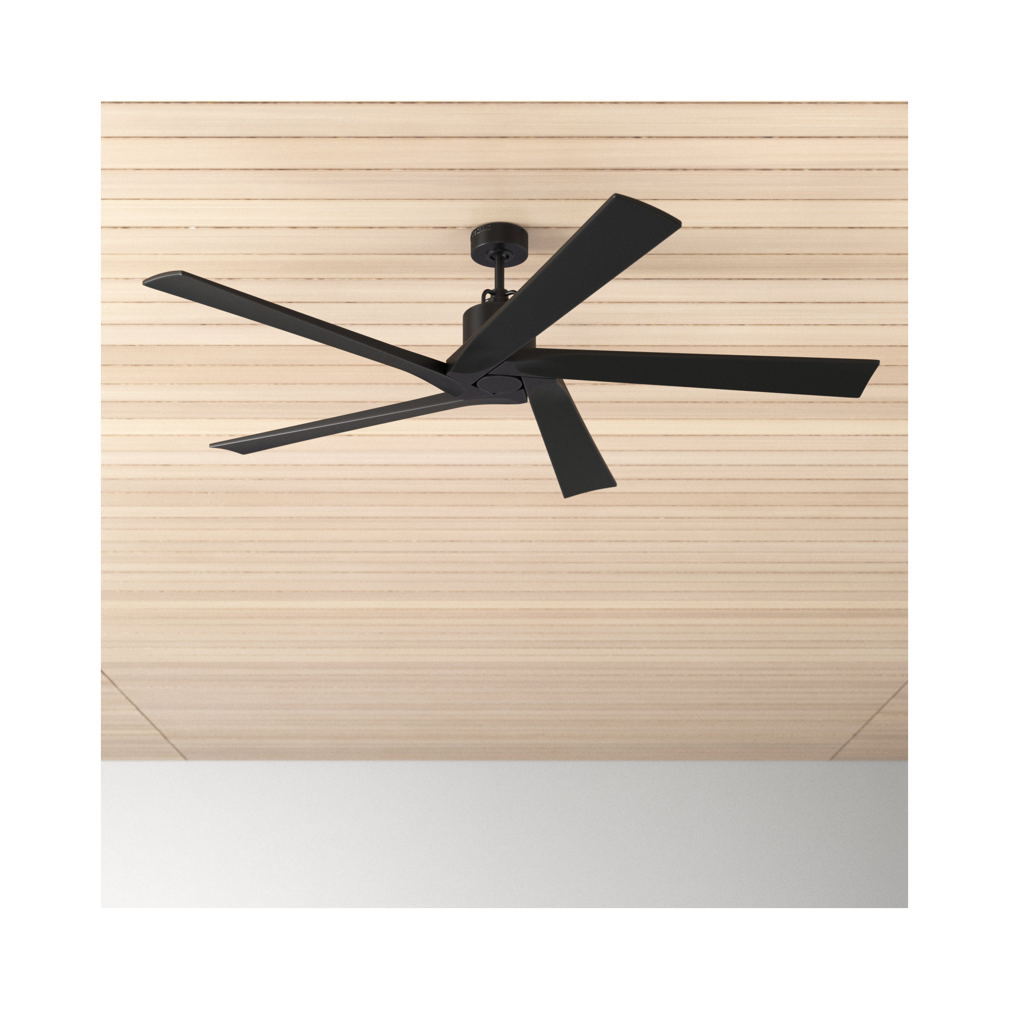 Adalai 70" 5 - Blade Standard Ceiling Fan with Remote Control, Midnight Black, 70" Wide