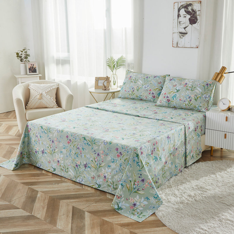 4 Piece 100% Cotton Guest Room Sheet Set Case Pack, Queen Sheet Set with 2 Pillowcases