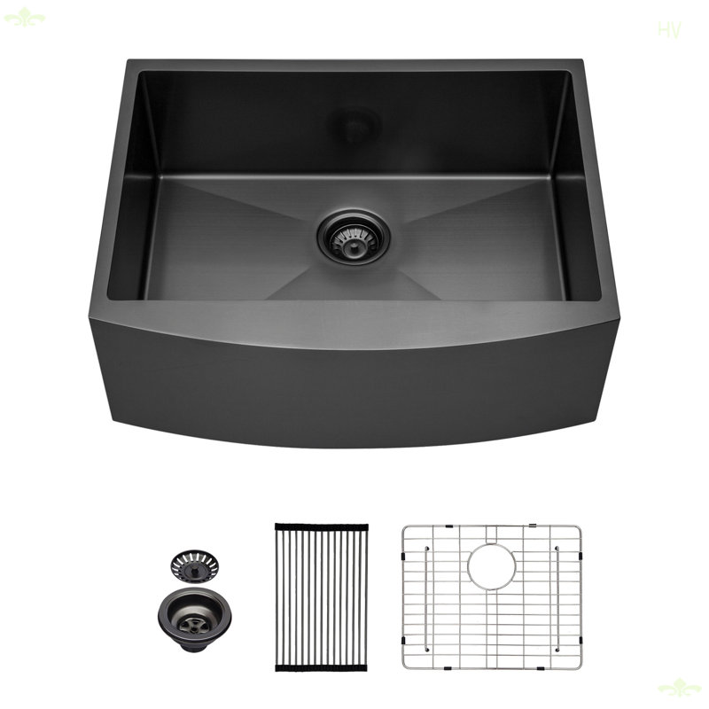 33X21x10"Farmhouse Apron Single Bowl Stainless Steel Kitchen Sink, Stainless Steel